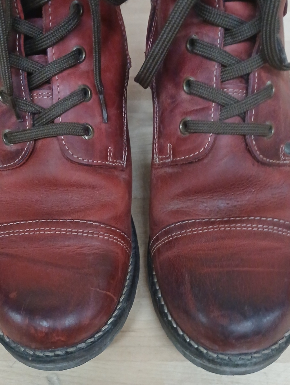 Taos Footwear Red-Brown Leather Lace-Up Combat Boots Zipper Side Size 41 (10) - Picture 3 of 12
